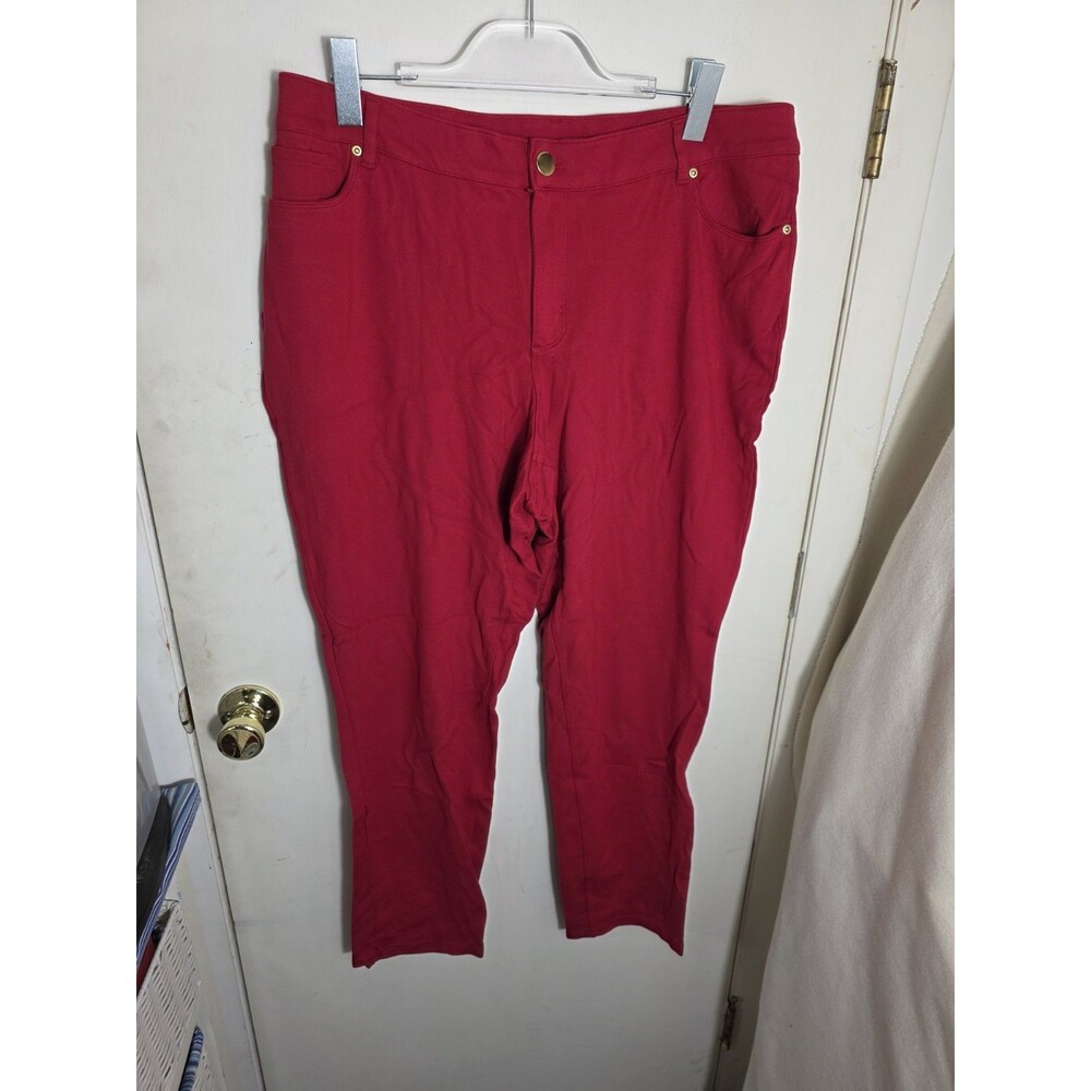 CATO Mid-Rise Red Ponte Pants Plus Size 18W